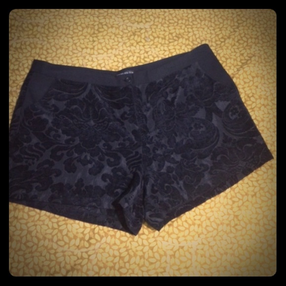 New black dress shorts with felt Victorian design. - Picture 1 of 2